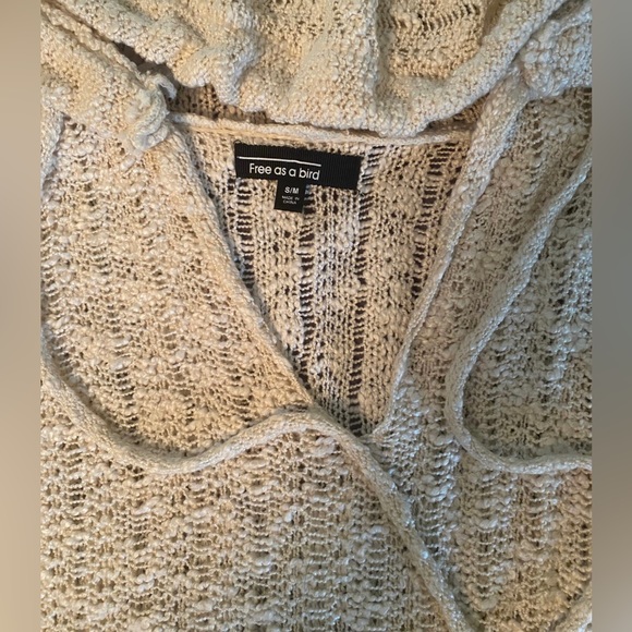 Free As A Bird;Boho Long Sleeve Hooded Lightweight Sweater Tunic; Size S/Md - Picture 4 of 4